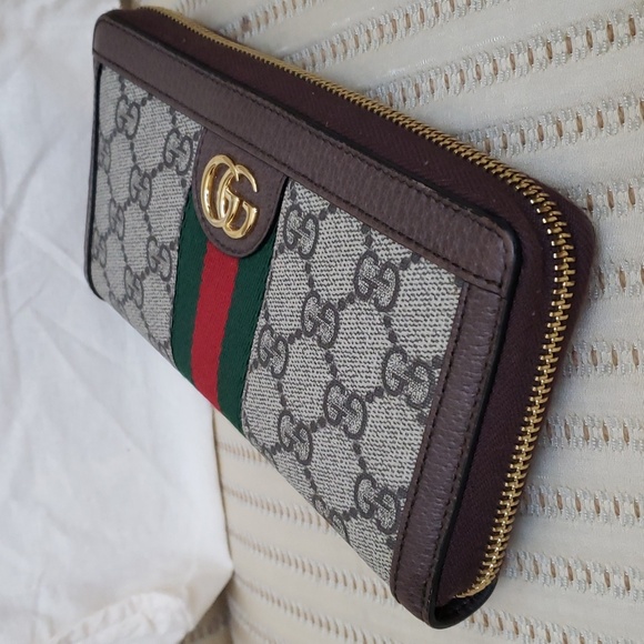 GUCCI GG SUPREME OPHIDIA ZIP AROUND WALLET - Picture 7 of 10
